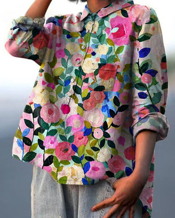 Lilla - Bluse med blomsterprint